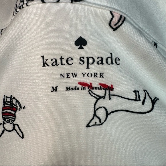 Kate Spade Long Sleeve PJ Set Dog Print Cream Sz M NWT - Picture 8 of 16